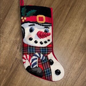 Needlepoint Festive Snowman Christmas Stocking